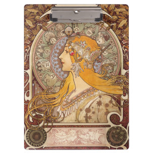 Alphonse Mucha Zodiac Art Nouveau Vintage Decor Clipboard