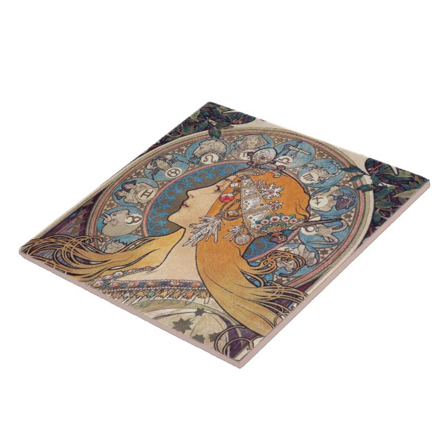 Alphonse Mucha , “Zodiac” Ceramic Tile (Side)