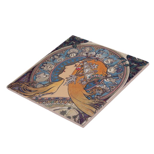 Alphonse Mucha , “Zodiac” Ceramic Tile (Side)