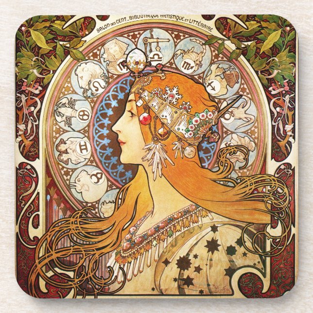 Alphonse Mucha Zodiac Coaster (Front)