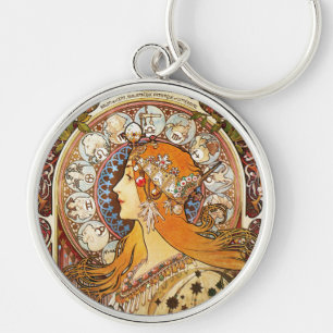 Alphonse Mucha Zodiac Key Ring