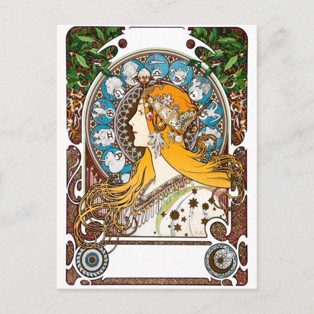 Alphonse Mucha - Zodiac Postcard (Front)