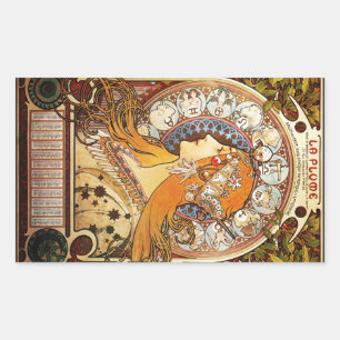 Alphonse Mucha Zodiac Rectangular Sticker