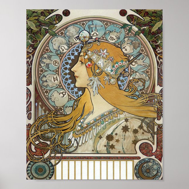 Alphonse Mucha Zodiac Restored Poster (Front)