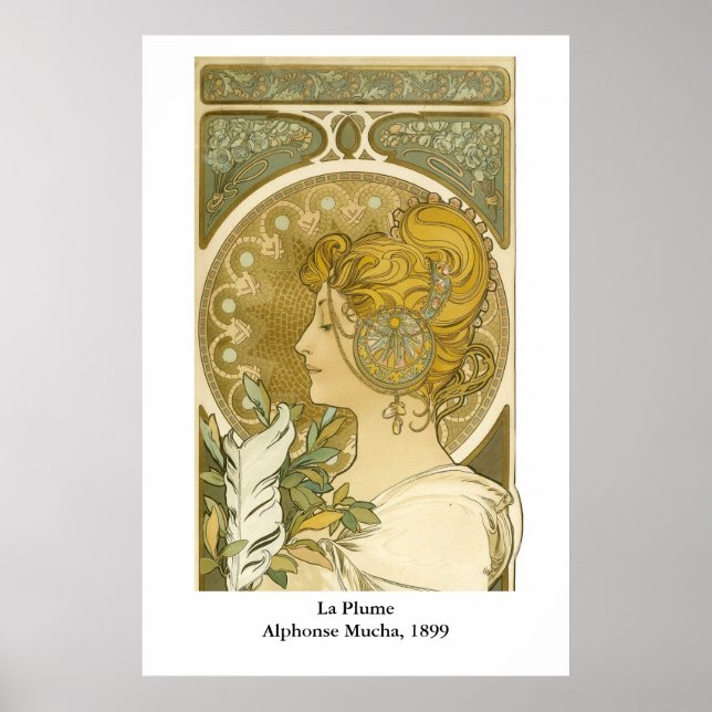 Alphonse Mucha's La Plume Poster (Front)