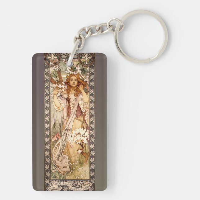 Alphonse Mucha's Maude Adams as Joan of Arc Key Ring (Back)