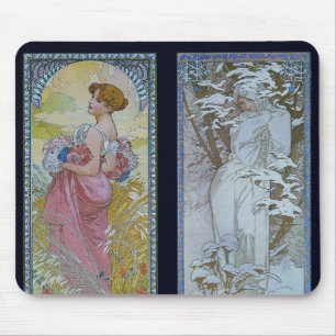 Alphonse Mucha's "Summer and Winter" Mouse Pad
