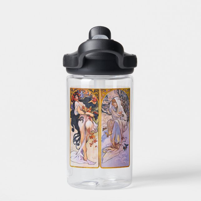 Alphonso Mucha Illustrations on a Water Bottle (Back)
