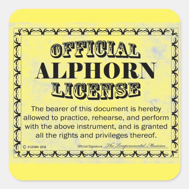 Alphorn License Square Sticker (Front)