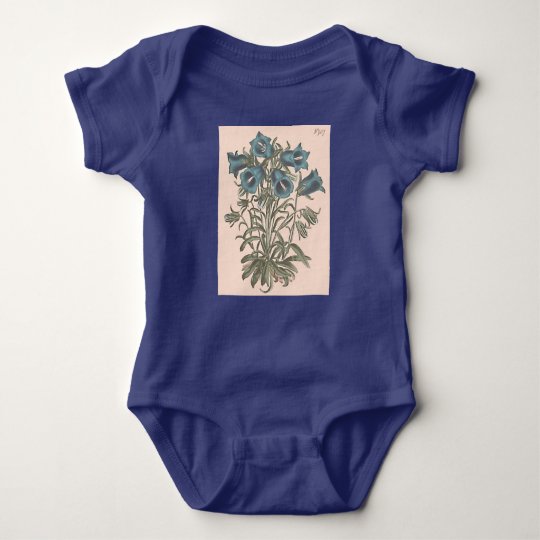Alpine Bell Flower Botanical Illustration Baby Bodysuit