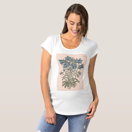 Alpine Bell Flower Botanical Illustration Maternity T-Shirt