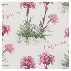 Alpine catchfly pink botanical art named fabric