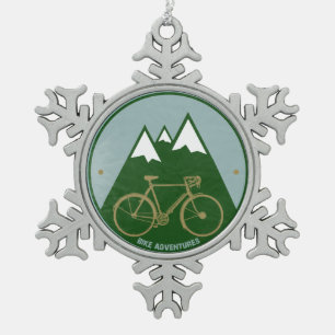 alpine cold mountain bike snowflake pewter christmas ornament
