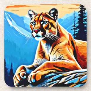 Alpine Cougar View Design Coaster