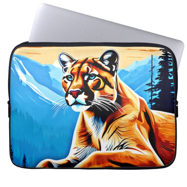 Alpine Cougar View Design Laptop Sleeve (Front)