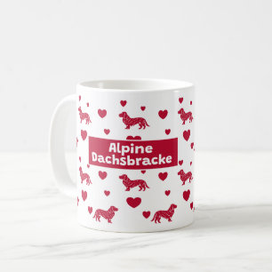 Alpine Dachsbracke Mug With Red Hearts