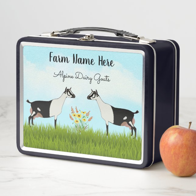Alpine Dairy Goat Herd Metal Lunch Box (In Situ)