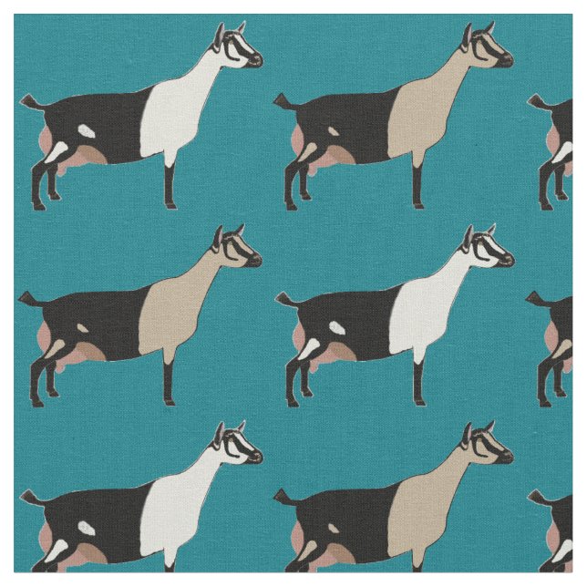 Alpine Dairy Goats on Teal Fabric (Close Up)