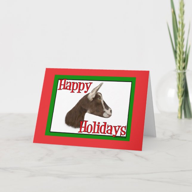 Alpine-Doe Goat Holiday Christmas Card (Front)