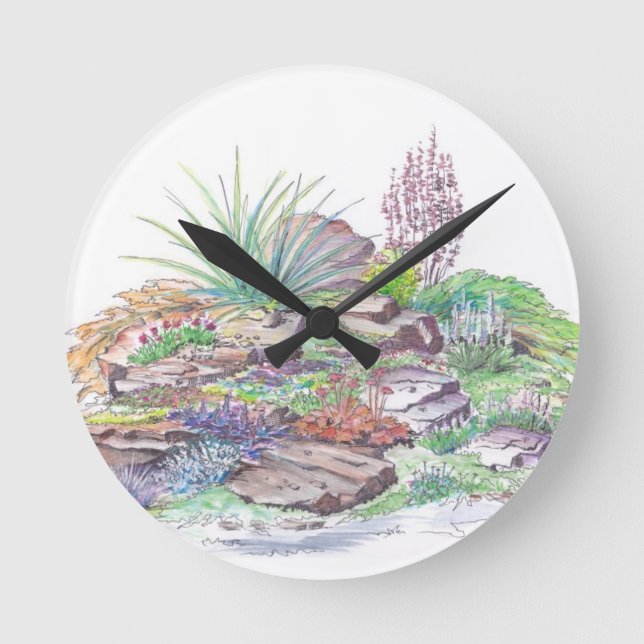 Alpine Garden Landscaping Round Clock (Front)