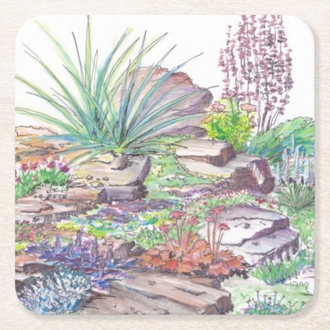 Alpine Garden Landscaping Square Paper Coaster (Front)