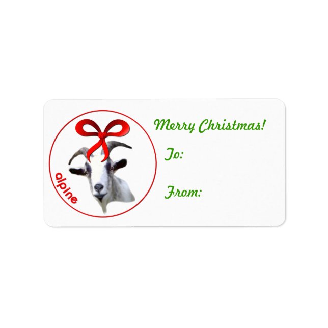 Alpine Goat Christmas  Gift Tag Sticker (Front)