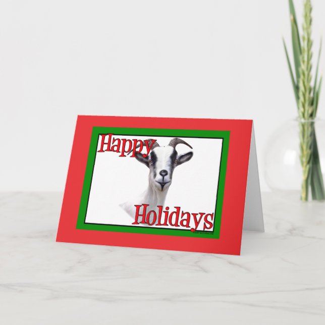 Alpine Goat Holiday Christmas Card (Front)