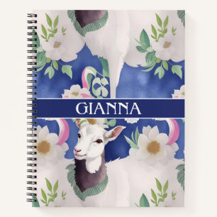 Alpine Goat Watercolor Colorful Pattern Notebook