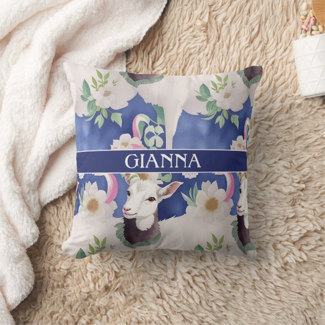 Alpine Goat Watercolor Colourful Pattern Cushion (Blanket)