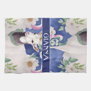 Alpine Goat Watercolor Colourful Pattern Tea Towel