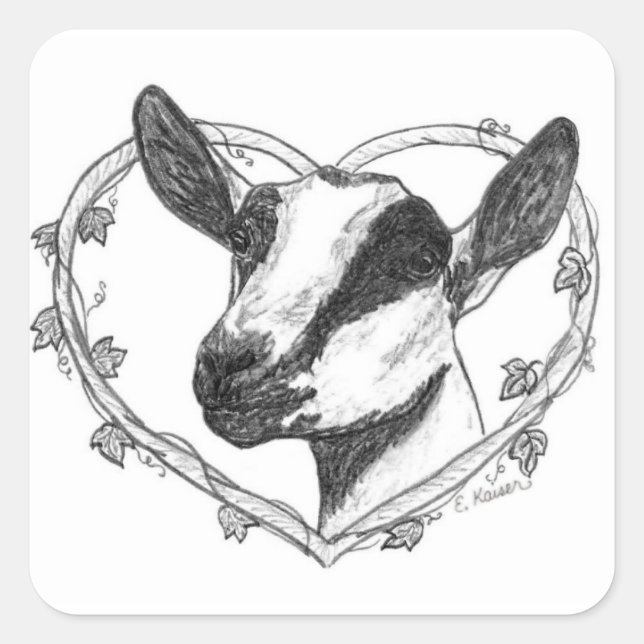 Alpine Head in Heart Square Sticker (Front)