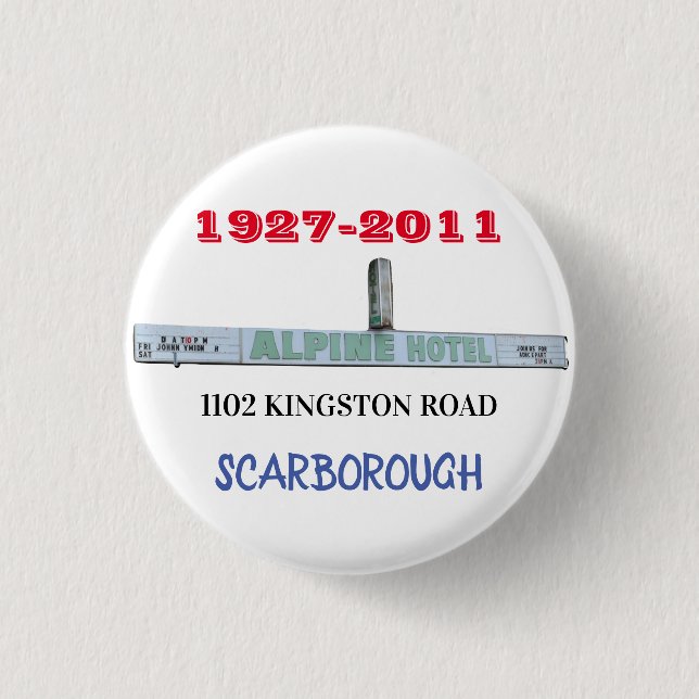 ALPINE HOTEL SCARBOROUGH 3 CM ROUND BADGE (Front)