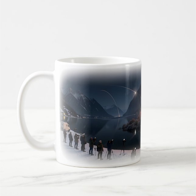 Alpine Lake Firelight Reflection Drama Mug (Left)