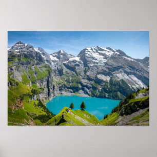 Alpine lake Oeschinensee in Switzerland Poster