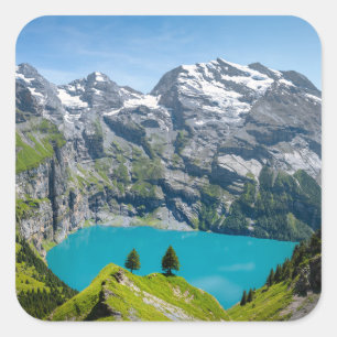 Alpine lake Oeschinensee in Switzerland Square Sticker