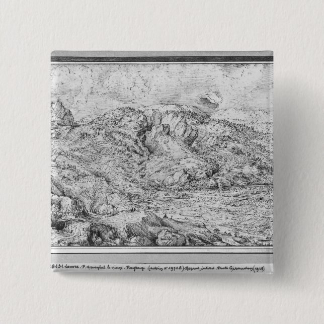 Alpine landscape, 1553 15 cm square badge (Front)