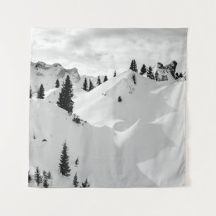 Alpine Landscape: Snowy Fir Trees Mountains Tapestry