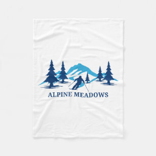 Alpine meadows california ski resort skiing skier fleece blanket