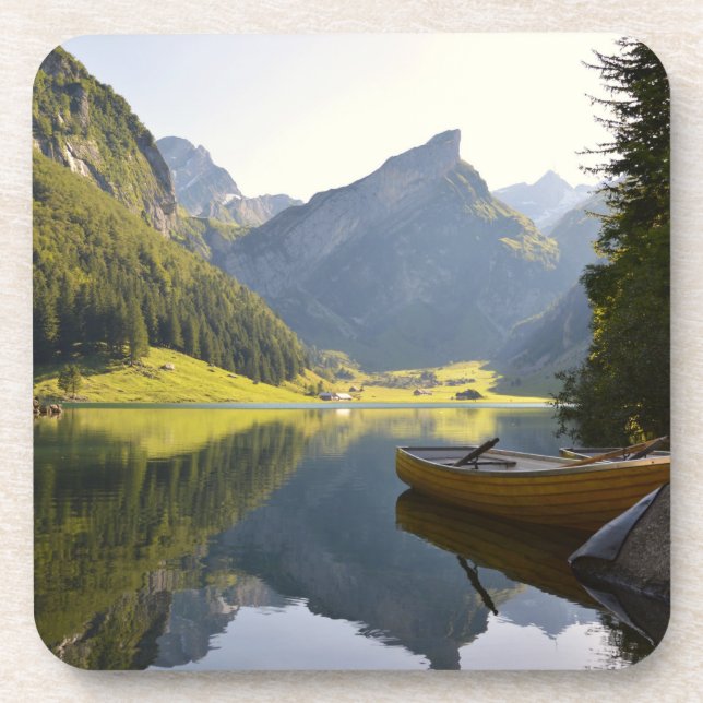 Alpine Mountain Lake in Switzerland Coaster (Front)