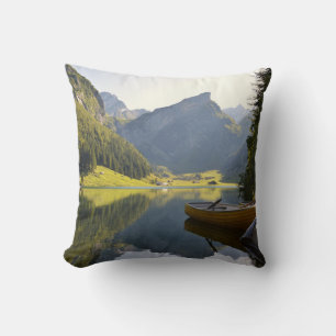 Alpine Mountain Lake in Switzerland Cushion