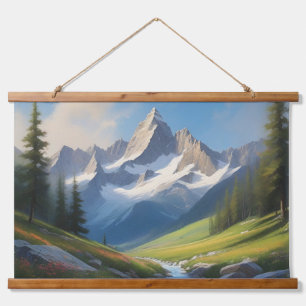 Alpine Mountain Landscape Watercolor Art Hanging Tapestry