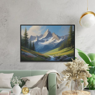 Alpine Mountain Landscape Watercolor Art Poster