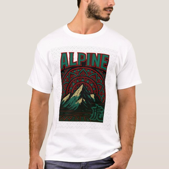 Alpine Mountain Mandala Art | Bold Nature Print T-Shirt (Front)