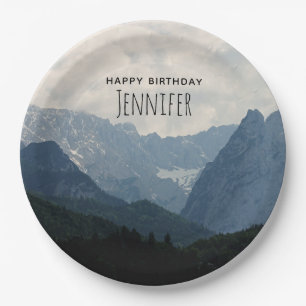 Alpine Mountains Nature Photo Country Birthday Paper Plate