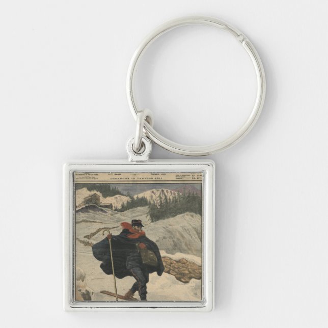 Alpine postmen using ski key ring (Front)