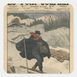 Alpine postmen using ski square sticker