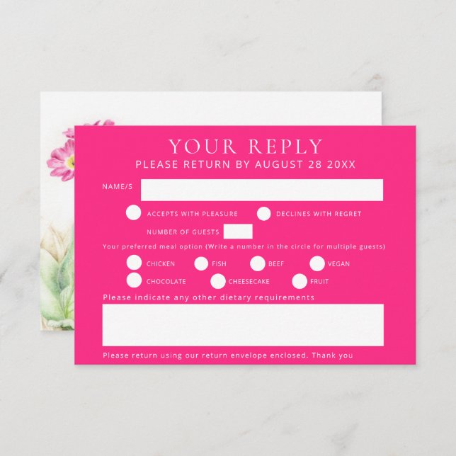 Alpine primrose art wedding reply  RSVP card (Front/Back)