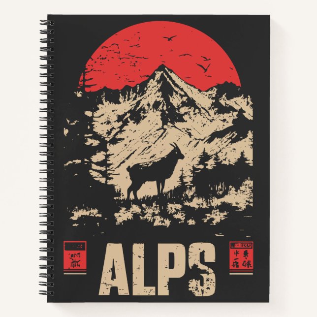Alpine Pulse – Retro Snow Peaks Notebook (Front)