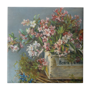 Alpine Roses in a Window Box – Andreas Lach Ceramic Tile