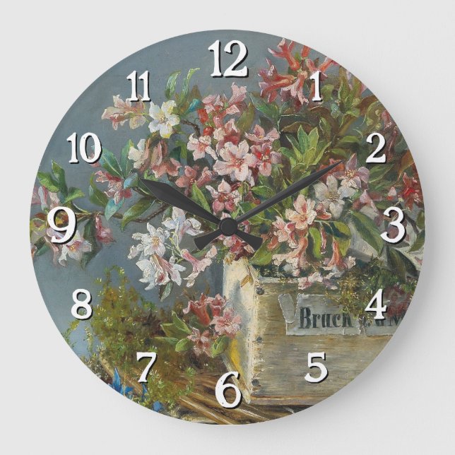 Alpine Roses in a Window Box – Andreas Lach Large Clock (Front)